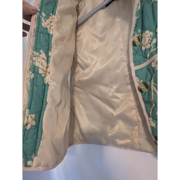 NEW! NWT 7 FOR ALL MANKIND Quilted Crop Floral Print Vest Jade Green Size M - Picture 4 of 10